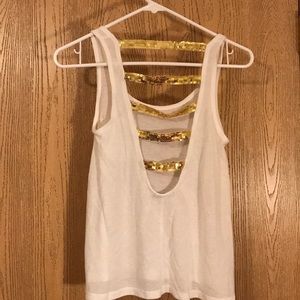 White tank top with gold detailing